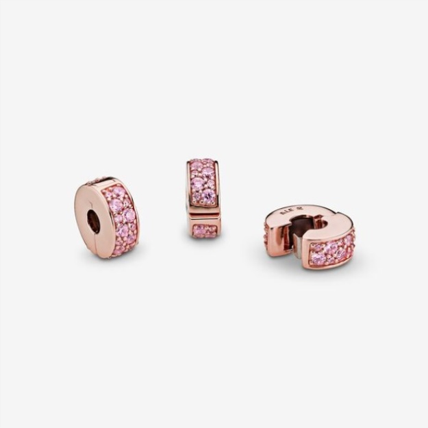 Pink Pave Clip Charm Pandora Rose Gold Plated