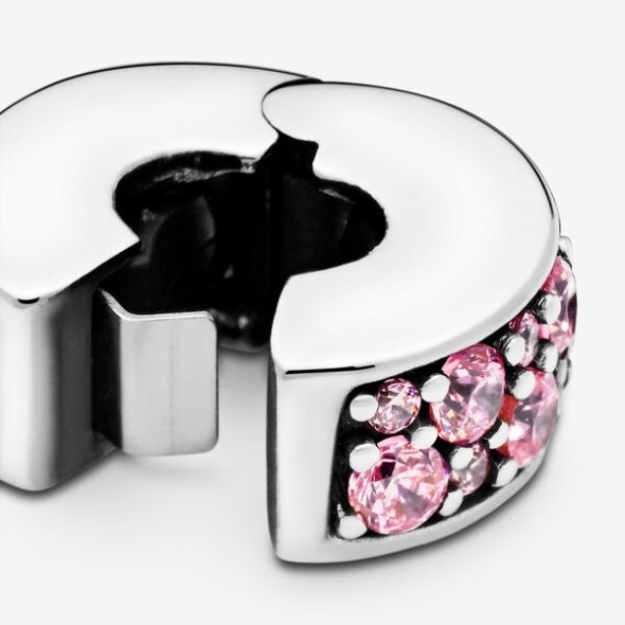 Pink Pave Clip Charm Pandora Sterling Silver