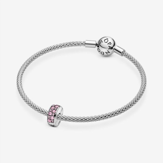 Pink Pave Clip Charm Pandora Sterling Silver