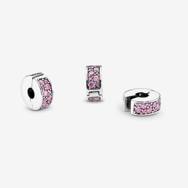 Pink Pave Clip Charm Pandora Sterling Silver