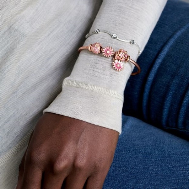 Pink Pave Daisy Flower Charm Pandora