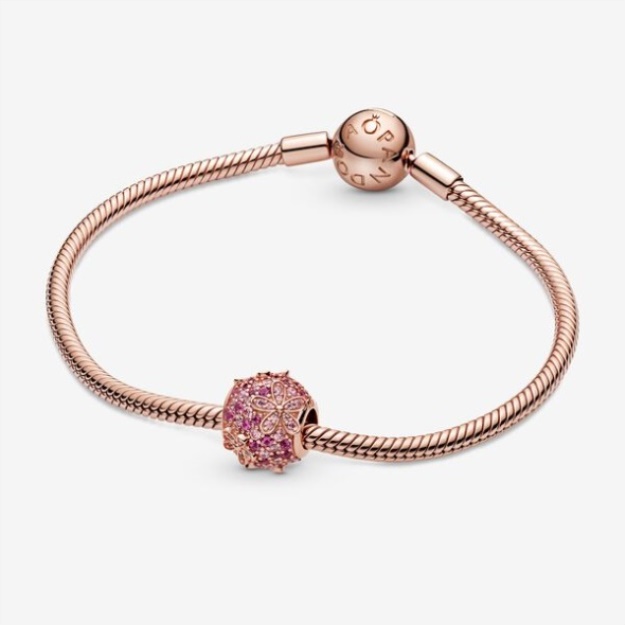 Pink Pave Daisy Flower Charm Pandora