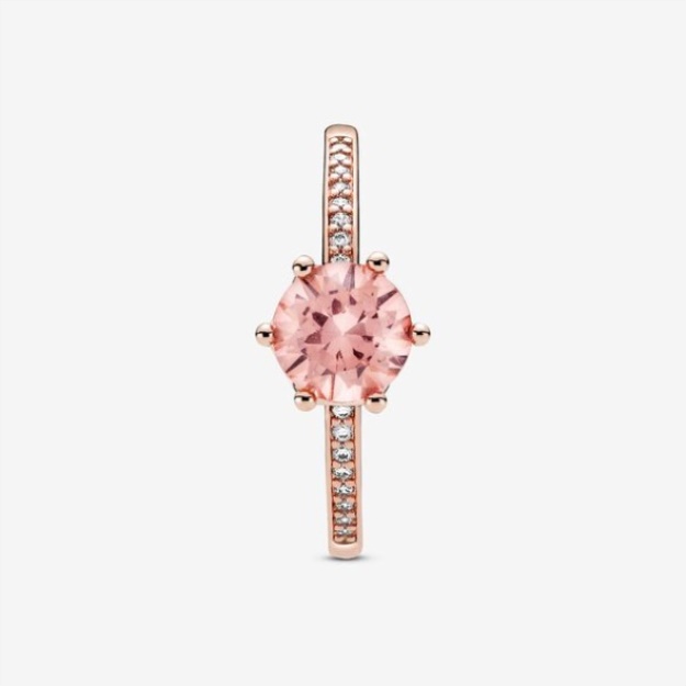 Pink Sparkling Crown Solitaire Ring Pandora