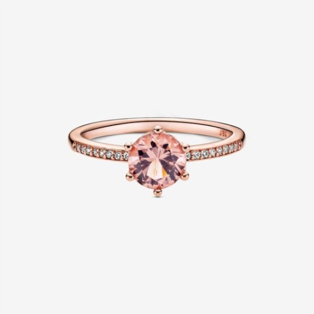 Pink Sparkling Crown Solitaire Ring Pandora