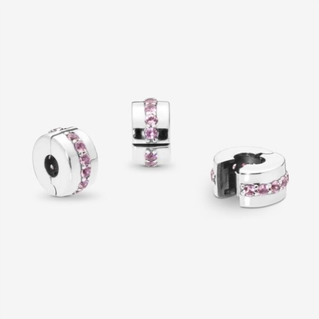 Pink Sparkling Row Clip Charm Pandora