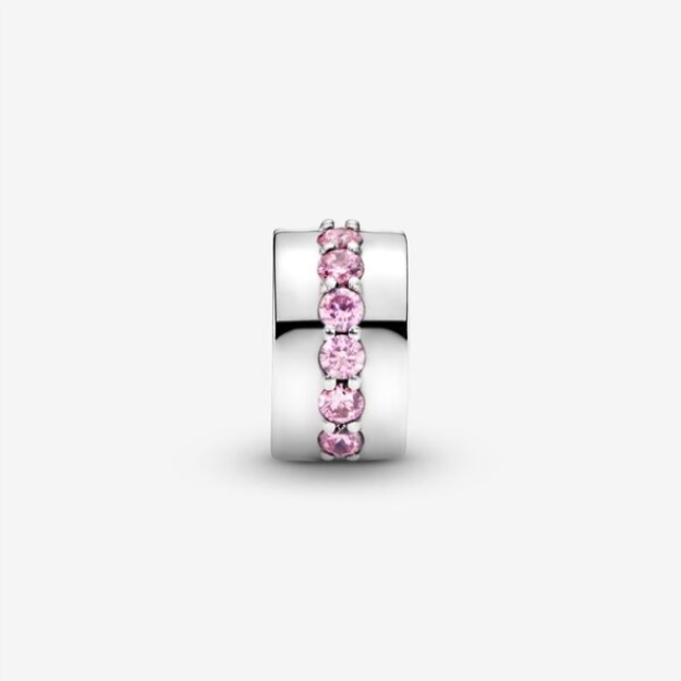 Pink Sparkling Row Clip Charm Pandora