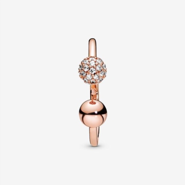 Polished Pave Bead Open Ring Pandora