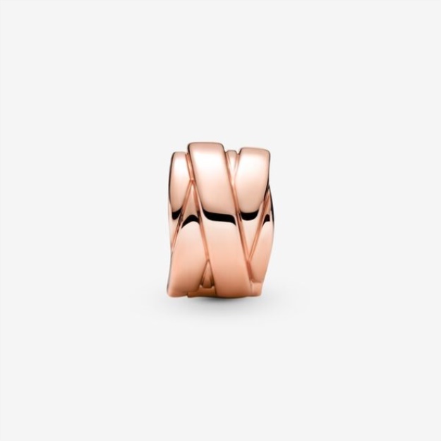 Polished Ribbons Clip Charm Pandora Rose Gold Plated