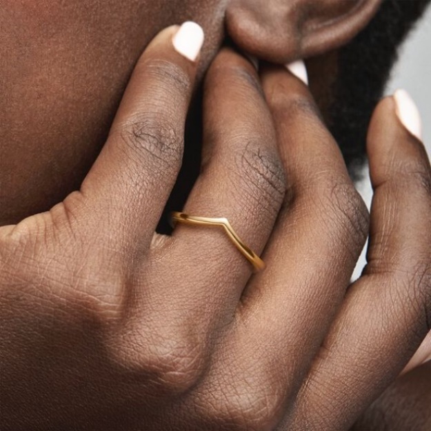 Polished Wishbone Ring Pandora Gold Plated
