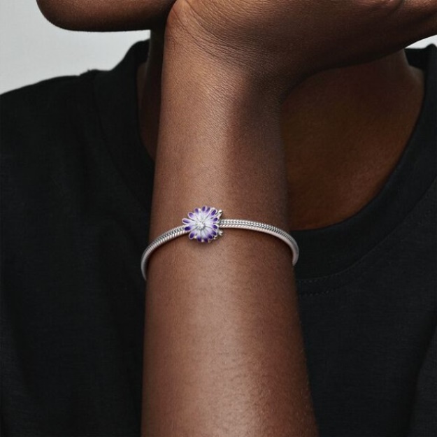 Purple Daisy Charm Pandora Sterling Silver