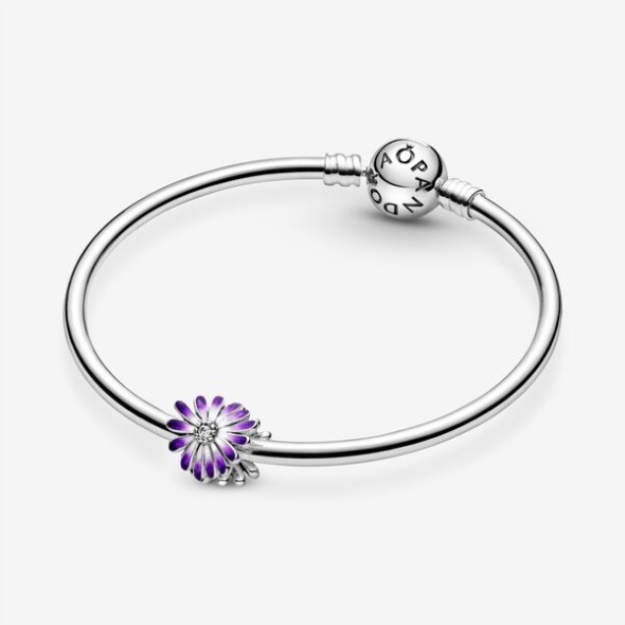 Purple Daisy Charm Pandora Sterling Silver