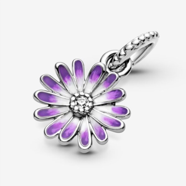 Purple Daisy Dangle Charm Pandora Sterling Silver