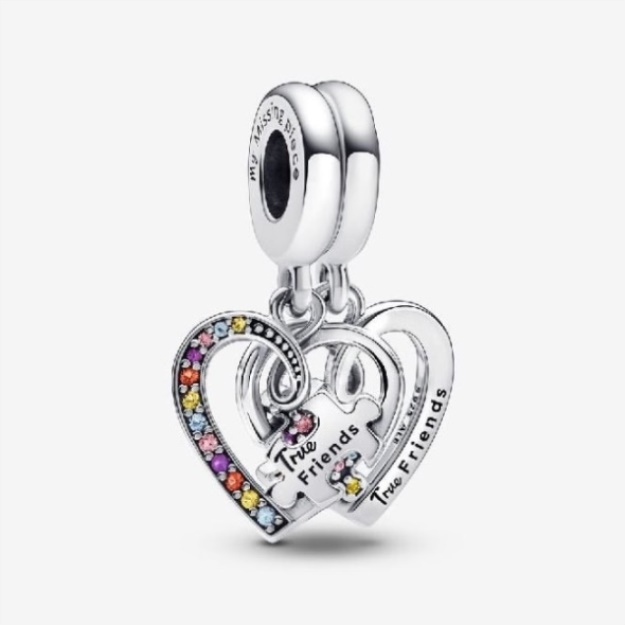 Puzzle Piece Hearts Splittable Friendship Dangle Charms Pandora