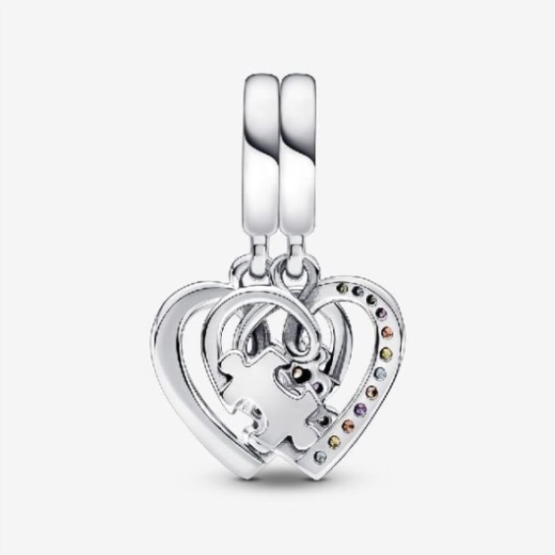 Puzzle Piece Hearts Splittable Friendship Dangle Charms Pandora