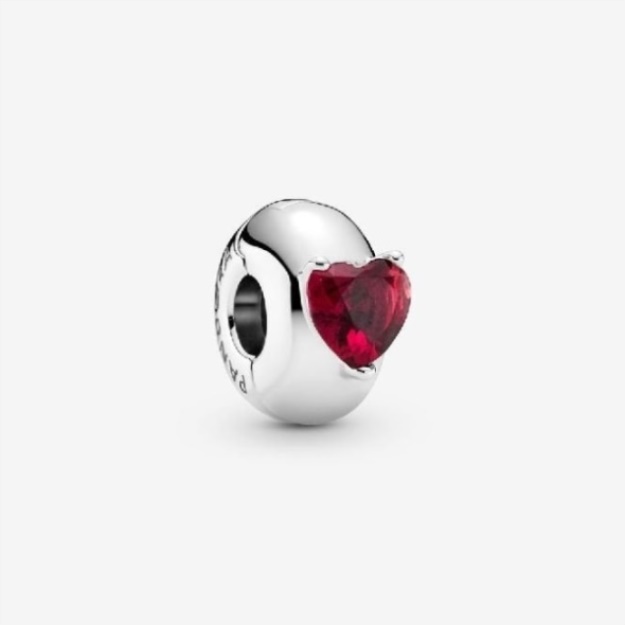 Red Heart Solitaire Clip Charms Pandora