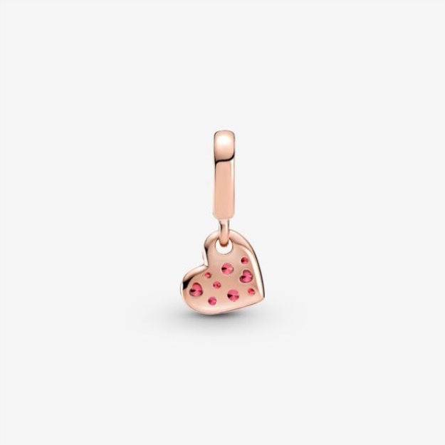 Red Pave Tilted Heart Dangle Charm Pandora