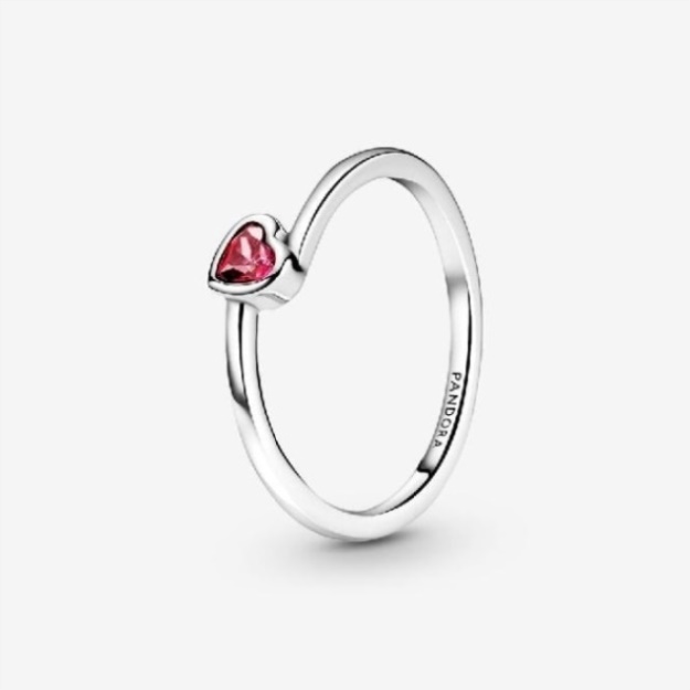 Red Tilted Heart Brand Solitaire Ring Pandora