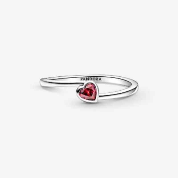 Red Tilted Heart Brand Solitaire Ring Pandora