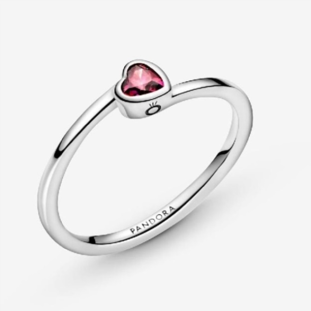 Red Tilted Heart Brand Solitaire Ring Pandora