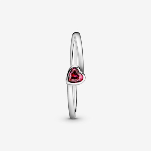 Red Tilted Heart Solitaire Ring Pandora