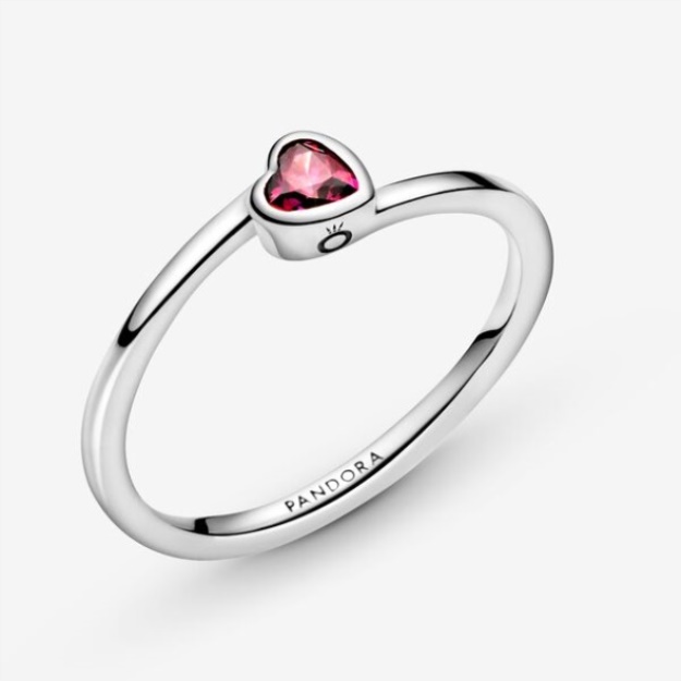 Red Tilted Heart Solitaire Ring Pandora