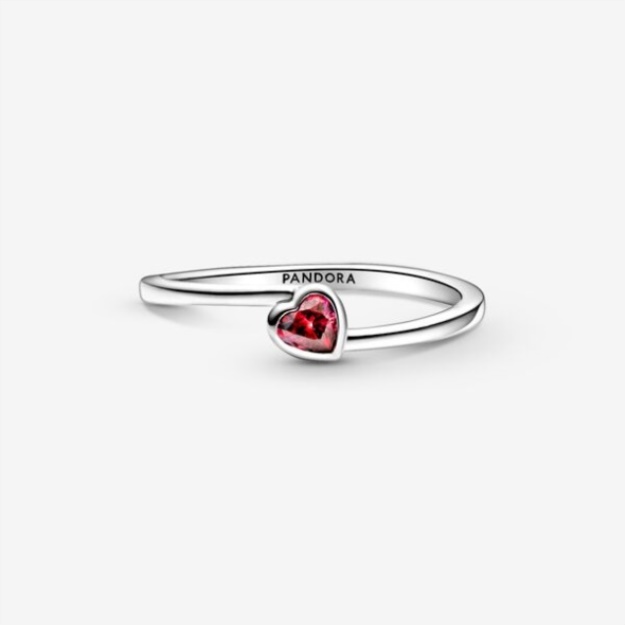 Red Tilted Heart Solitaire Ring Pandora