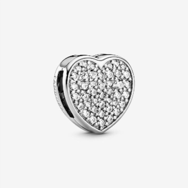Reflexions Pave Heart Clip Charm Pandora