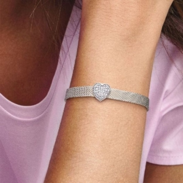 Reflexions Pave Heart Clip Charm Pandora
