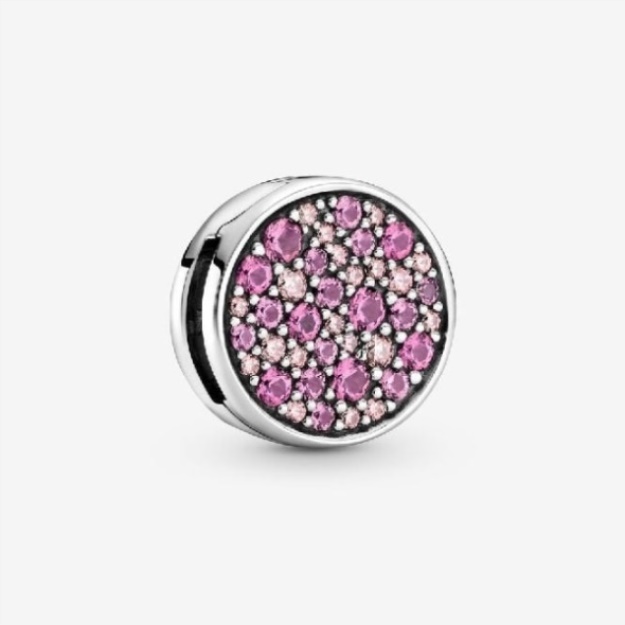 Reflexions Pink Pave Clip Charms Pandora