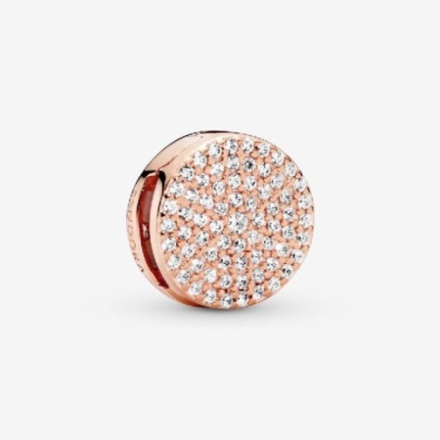 Reflexions Rose Round Pave Clip Charm Pandora