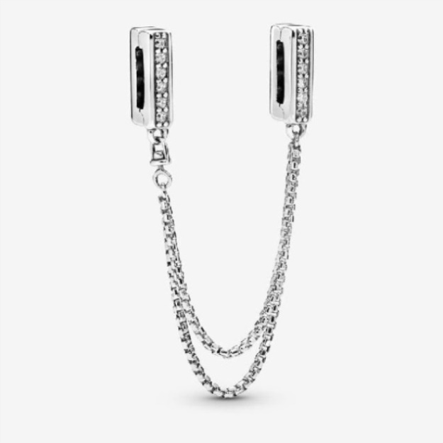Reflexions Sparkling Safety Chain Clip Charm Pandora