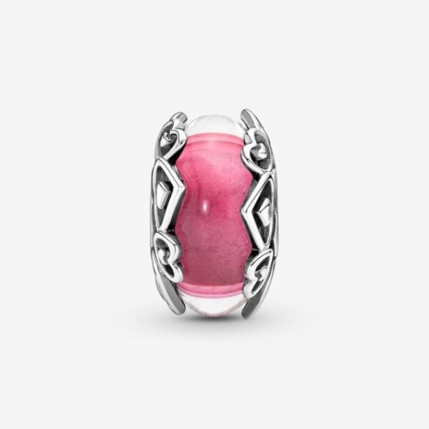 Reveal Your Love Pink Murano Glass Charm Pandora