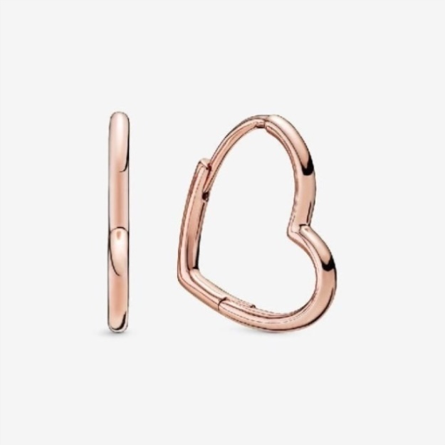 Rose Asymmetric Heart Hoop Earrings Pandora