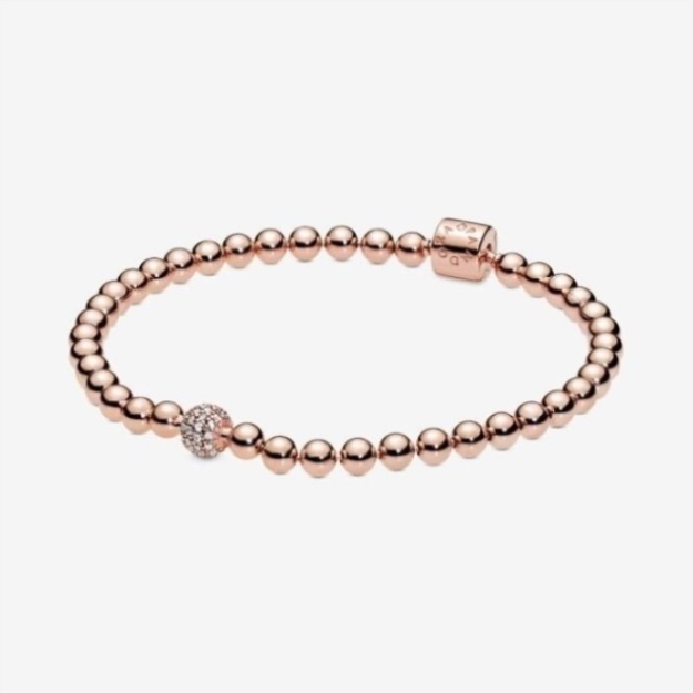 Rose Beads  Pave Bracelet Pandora
