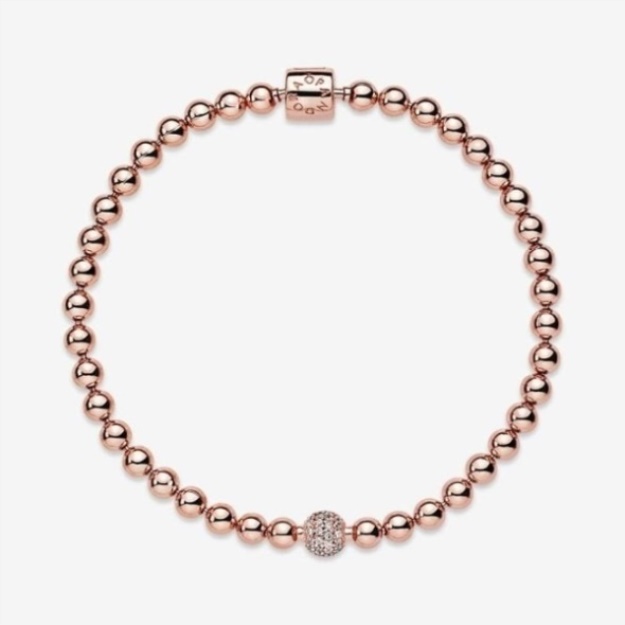 Rose Beads  Pave Bracelet Pandora