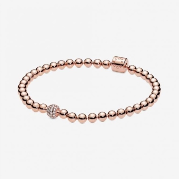 Rose Beads  Pave Pandora Bracelet