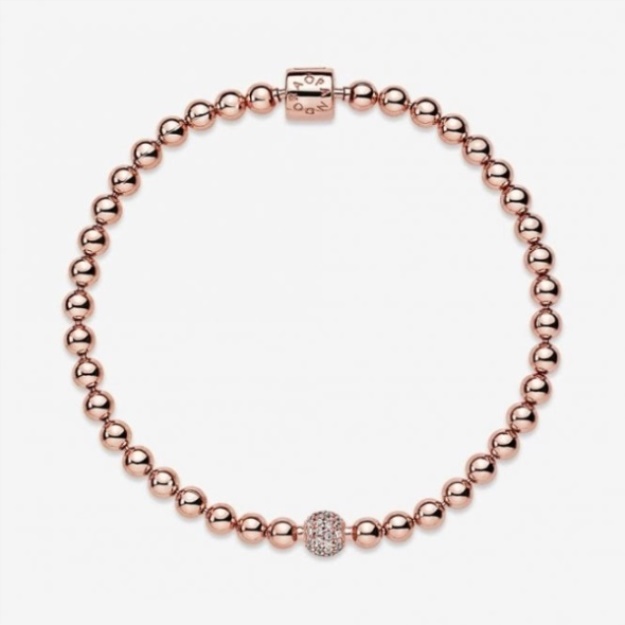 Rose Beads  Pave Pandora Bracelet