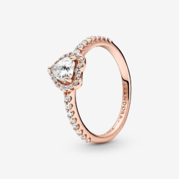 Rose Brand Pandora Sparkling Elevated Heart Ring