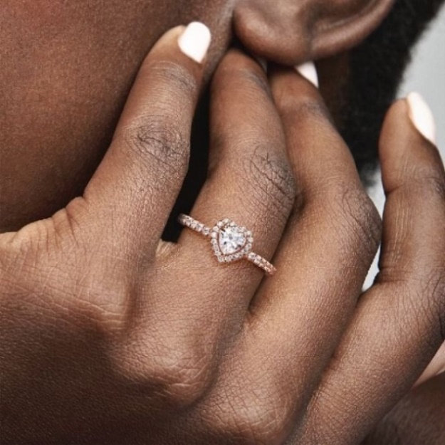 Rose Brand Pandora Sparkling Elevated Heart Ring