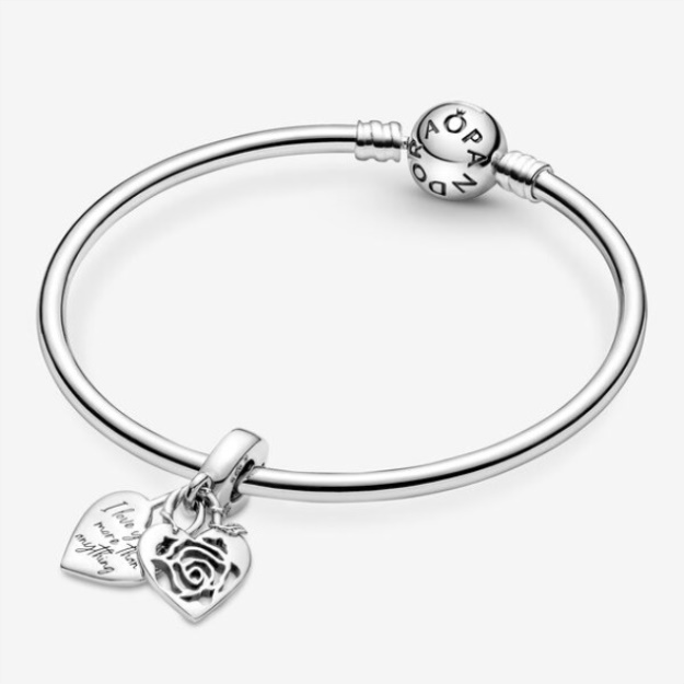 Rose Heart Padlock Dangle Charm Pandora
