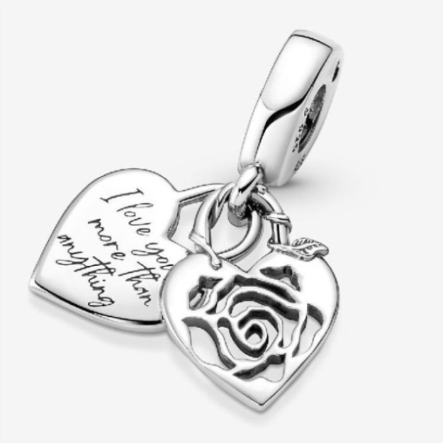 Rose Heart Padlock Dangle Charms Pandora