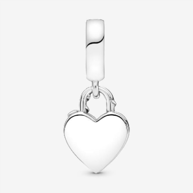 Rose Heart Padlock Dangle Charms Pandora