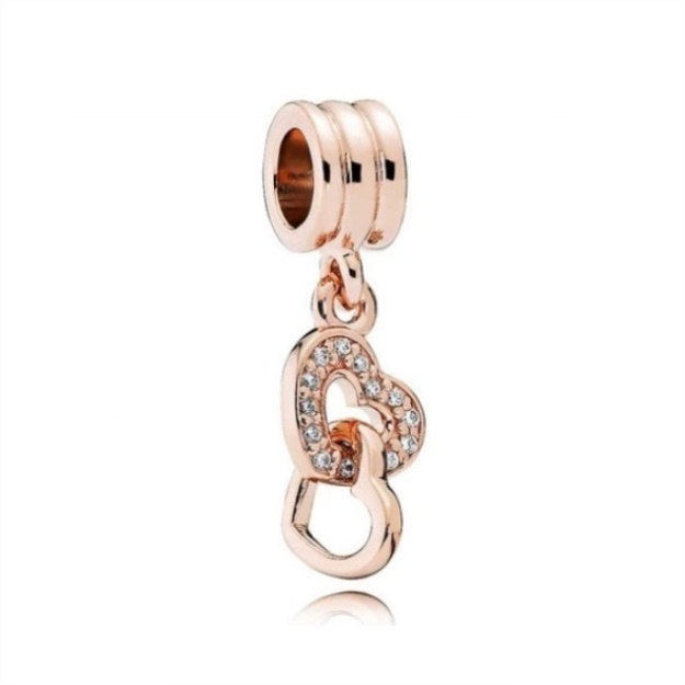 Rose Interlocked Hearts Dangle Charms Pandora