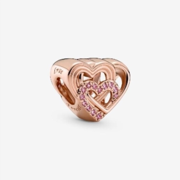 Rose Intertwined Love Hearts Charms Pandora