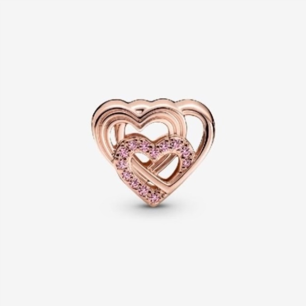 Rose Intertwined Love Hearts Charms Pandora