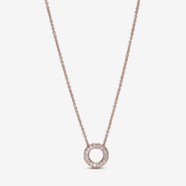 Rose Logo Pave Circle Collier Necklace Pandora