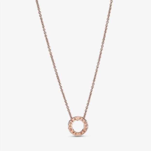 Rose Logo Pave Circle Collier Necklace Pandora