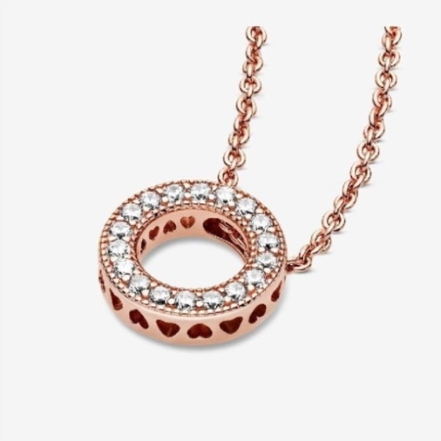 Rose Logo Pave Circle Collier Necklace Pandora