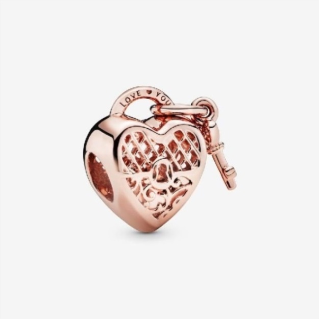 Rose Love You Heart Padlock Charms Pandora