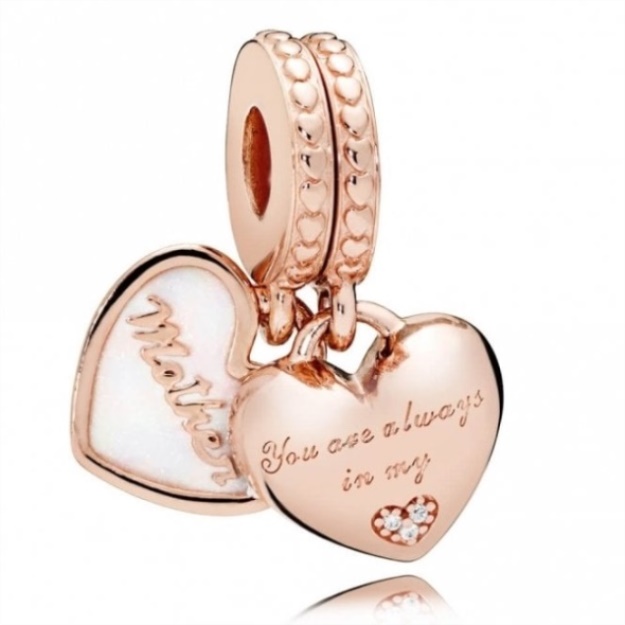 Rose Mother and Daughter Hearts Dangle Charms Pandora
